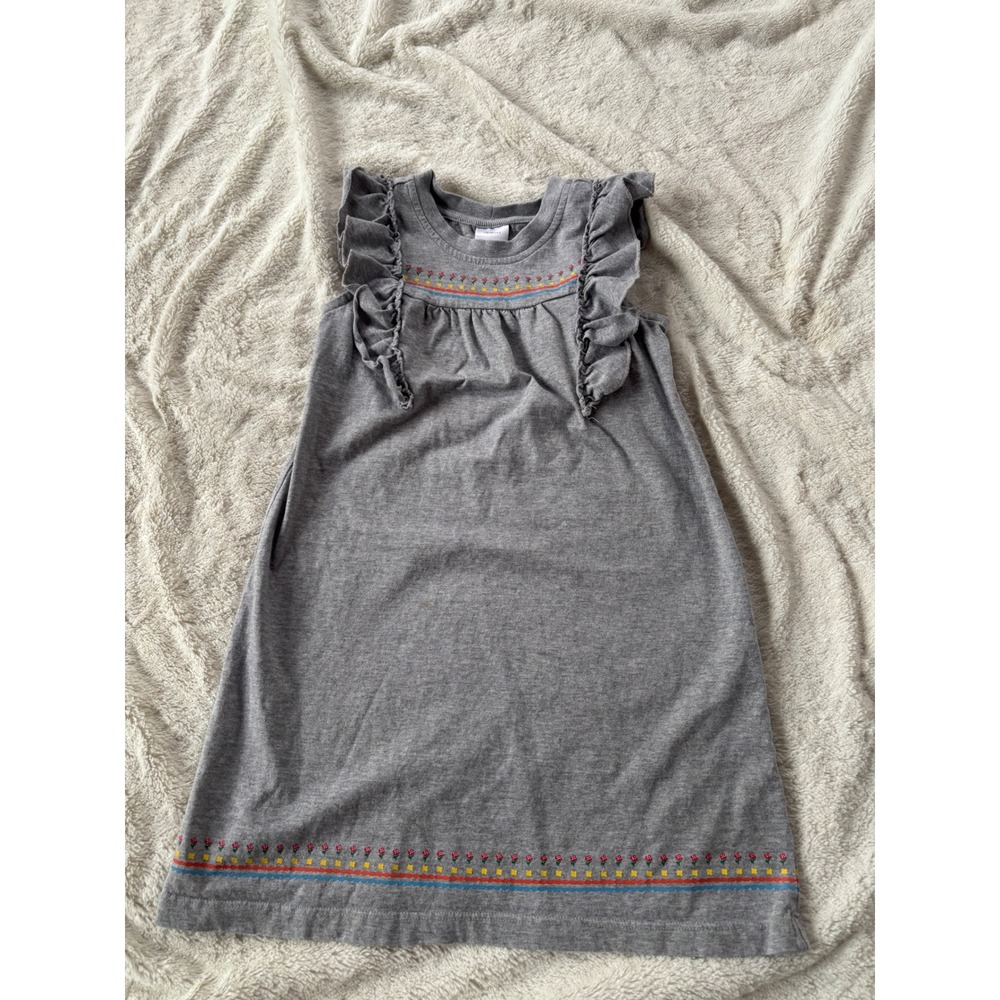 Hanna Andersson‎ 110 Gray Floral Dress Ruffle Cotton Classic EU 5